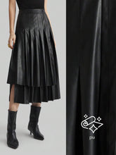 Ontre Elegant Retro Style Valentine's Date Night Layered Waist Black A-Line Skirt, Minimalist High-End, Spring
